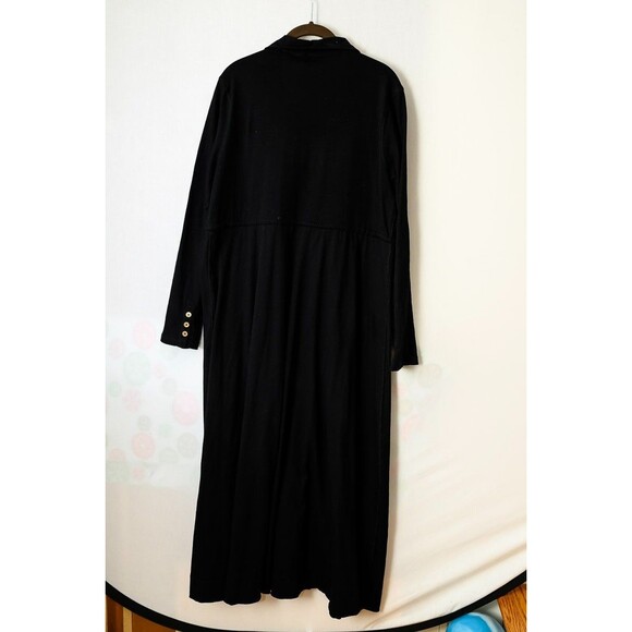 Natural Life Black Cotton Maxi Dress M collar button up - Picture 3 of 6